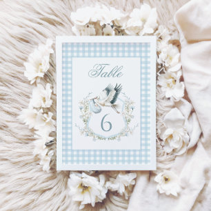 Süße blaue Vintage-Storch-Babyparty-Tischnummern Tischnummer