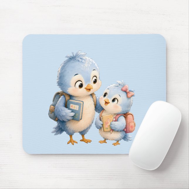 Süße Blaue Vogel Bruder Schreibtischmauspad Mousepad (Mit Mouse)
