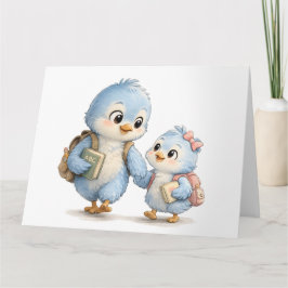 Süße Blaue Vogel-Geschwister Dankeskarten Dankeskarte