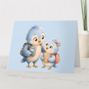 Süße Blaue Vogel-Geschwister Grußkarte Dankeskarte