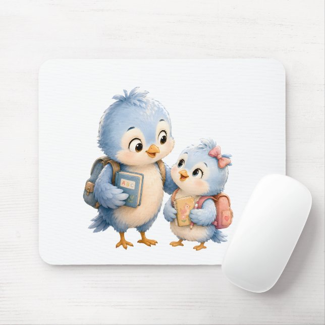Süße Blaue Vogel Schreibtischmauspad Mousepad (Mit Mouse)