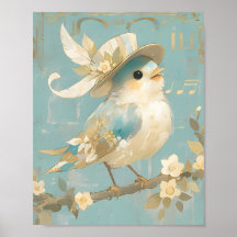 Süße Blaue Vogel Vintage-Aquarell-Kinderzimmer-Kun