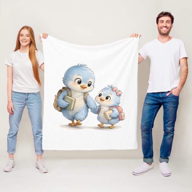 Süße blaue Vogelfamilie Soft-Wurfdecke Fleecedecke (Beispiel)