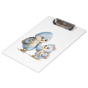 Süße Blaue Vogelgeschwister Büro Clipboard Klemmbrett