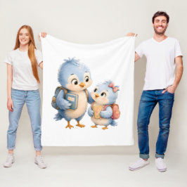 Süße Blaue Vogelgeschwister Fleece-Decke Fleecedecke