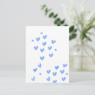 Süße Blaue Wasserfarben-Herzen Postkarte