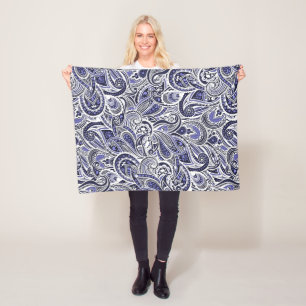 Süße blaue weiße Paisleymuster Design Fleecedecke