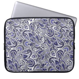 Süße blaue weiße Paisleymuster Gestaltung Laptopschutzhülle