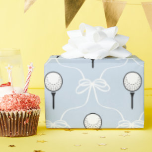 Süße blaue weiße Schleife Golf Muster Geschenkpapi Geschenkpapier