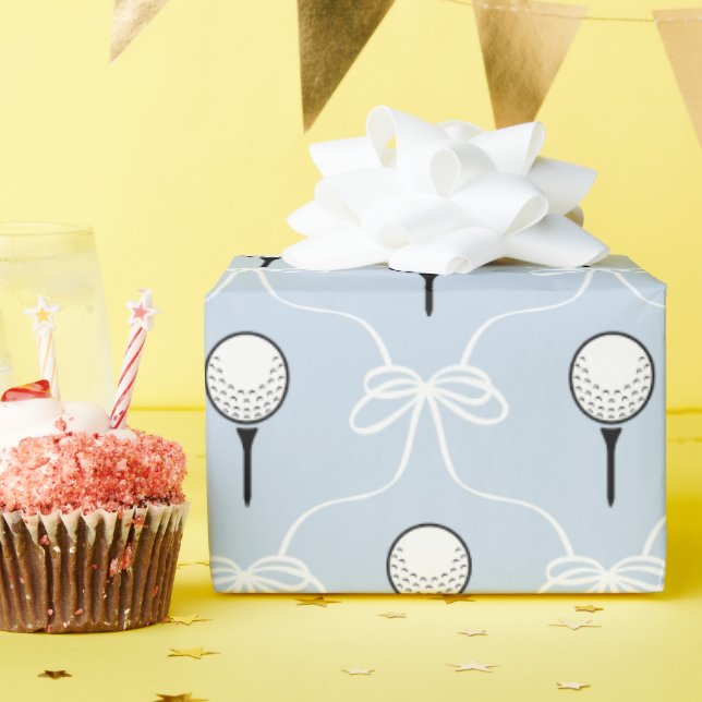 Süße blaue weiße Schleife Golf Muster Geschenkpapi Geschenkpapier (Geburtstagsparty)