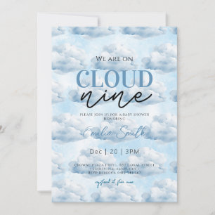 Süße Blaue Wir sind auf Wolke Sieben Baby Shower D Einladung