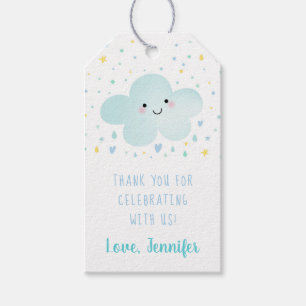 Süße Blaue Wolken Sterne Baby Shower Geschenkanhänger