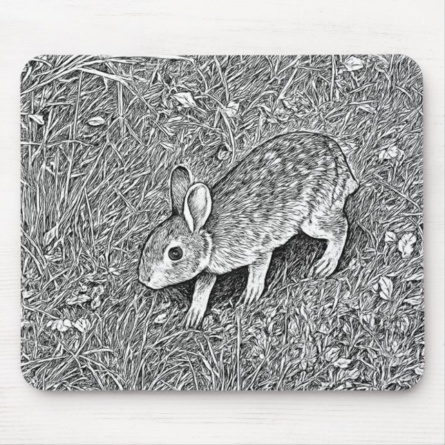 Süße Bleistiftskizze Hase  Mousepad (Vorne)