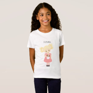 Süße blonde Geburtstagsfeier mit Hund und Mädchen T-Shirt
