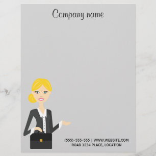 Süße blonde Geschäftsfrau Illustration Briefbogen