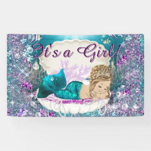 Süße blonde Meerjungfrau Prinzessin Baby Shower Banner