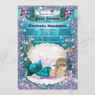 Süße blonde Meerjungfrau Prinzessin Baby Shower Einladung