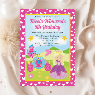Süße blonde Prinzessin Kindergeburtstag Einladung