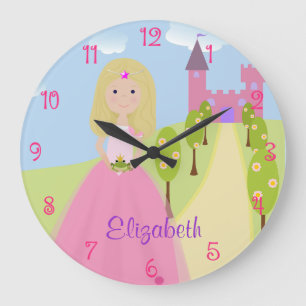 Süße blonde Prinzessin Personalized Große Wanduhr