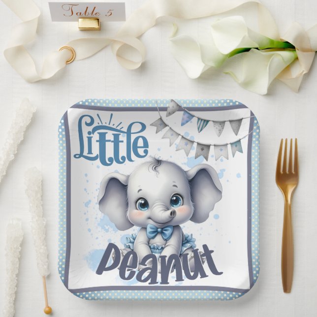 Süsse Blue Elephant - Little Peanut Pappteller (Hochzeit)