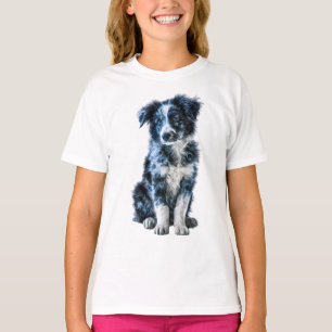 Süße Blue-Merle-Border-Collie-Welpen-Kinder T-Shirt