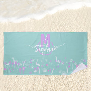 Süße Blume mit Monogramm Strandtuch
