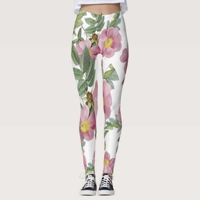 Süße Blume Sommermuster trendig hübsch weiß Leggings (Vorderseite)