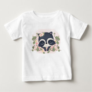 Süße Blumen Baby Waschbär Cartoon T-shirt