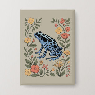 Süße Blumen Blau Pfeilgiftfrosch Kröte Froschliebh Button