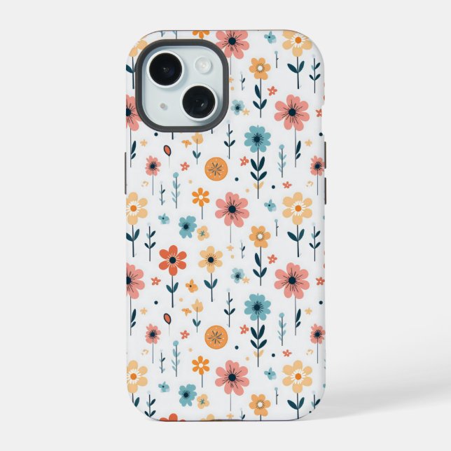 Süße Blumen Blumenmuster iPhone 15 Hülle (Rückseite)