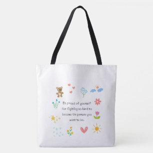 "Süße Blumen-Doodle-Zitat Weiße Tote Bag   Ästhet