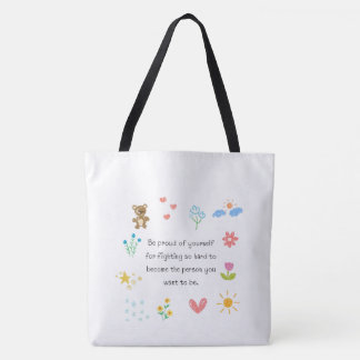 "Süße Blumen-Doodle-Zitat Weiße Tote Bag | Ästhet