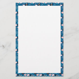 Süße Blumen Flamingos Muster Briefpapier
