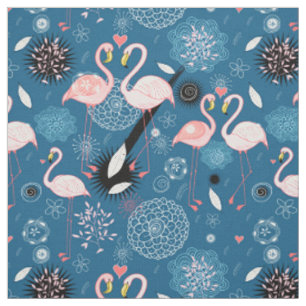 Süße Blumen Flamingos Muster Stoff