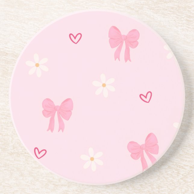 „Süße Blumen-Herz-Untersetzer mit Schleife 🎀🌸“ Getränkeuntersetzer (Vorne)