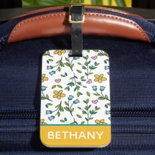 Süße Blumen Herzen Licht Muster Personalisiert Gepäckanhänger