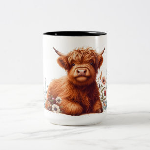 Süße Blumen Highland-Kuh  Zweifarbige Tasse