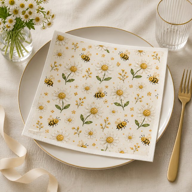 Süße Blumen-Hummel-Gartenparty-Einwegartikel Serviette (Von Creator hochgeladen)