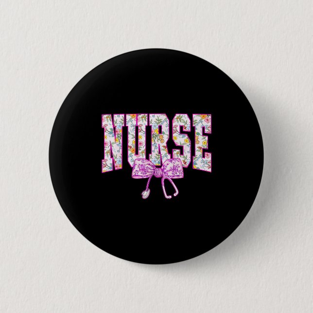 Süße Blumen Nk Krankenschwester Coquette Schleife  Button (Vorderseite)