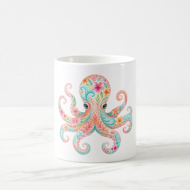 Süße Blumen-Oktopus-Kaffeetasse Kaffeetasse (Mittel)