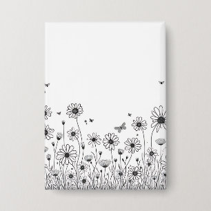 Süße Blumen-Schaltfläche – Weiße und schwarze Wild Button