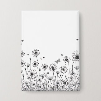 Süße Blumen-Schaltfläche – Weiße und schwarze Wild Button
