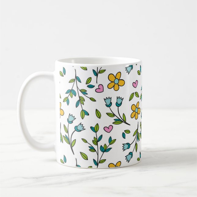 Süße Blumen und Herzen Lichtmuster Kaffeetasse (Links)
