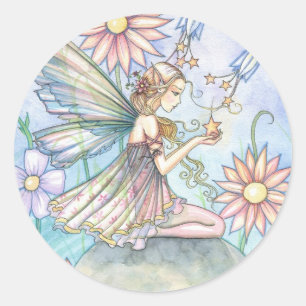 Süße Blumenfee-Kunst von Molly Harrison Runder Aufkleber