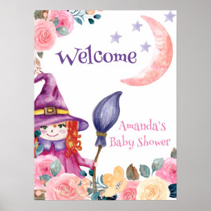 Süße Blumenhexen-Baby-Shower-Willkommensschild Poster