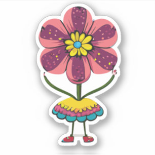 Süße Blumenkinder Cartoonfigur Aufkleber
