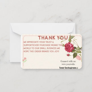 Süße Blumenrosa kleine Geschäft Dankeschön-Karte E Mitteilungskarte