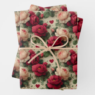 Süße Blumenrose Valentinstag-Geschenkpapier Geschenkpapier Set