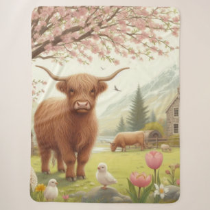 Süße, blumige Frühlings-Hochlandkuh Sherpadecke