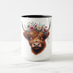 Süße, blumige Frühlings-Hochlandkuh Tasse